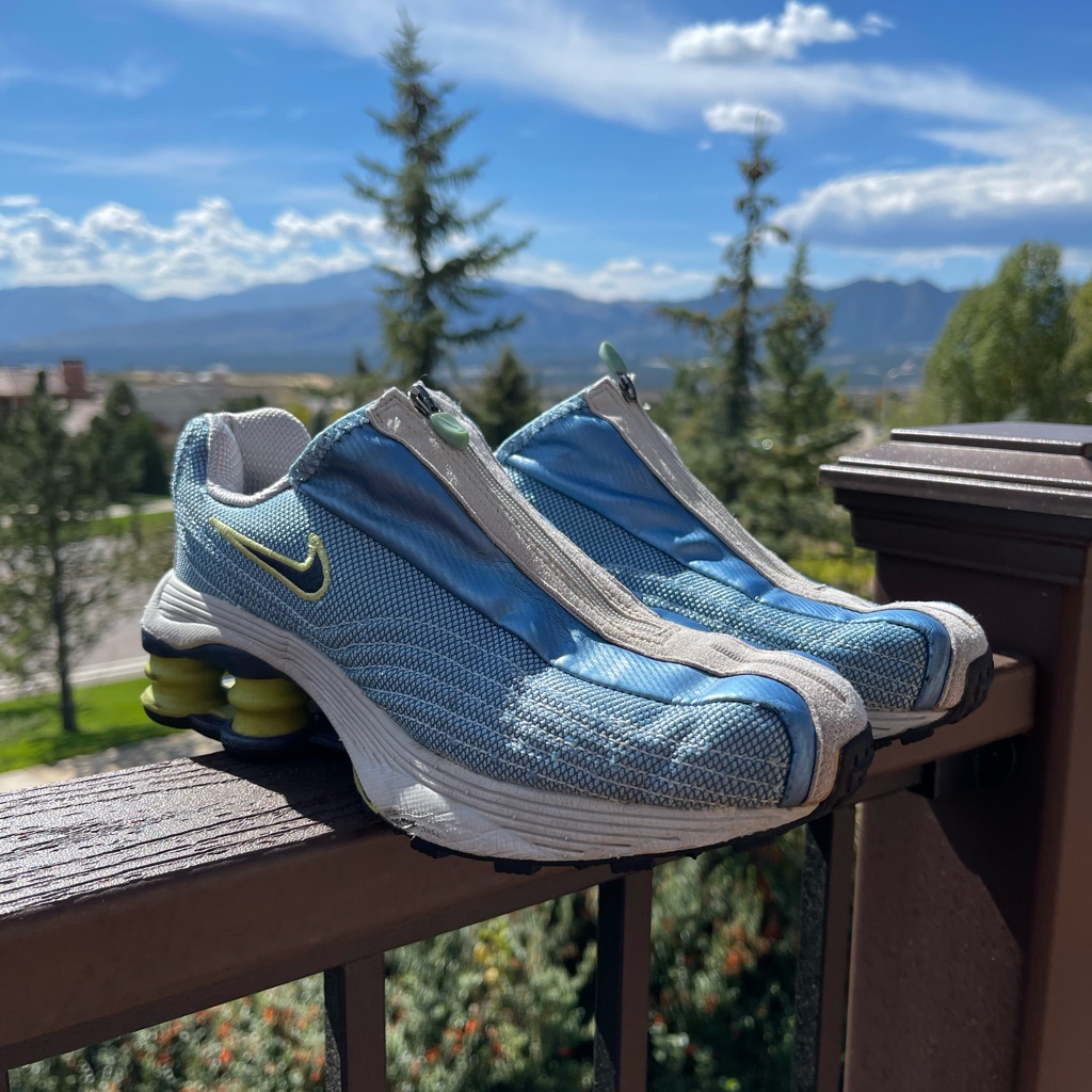 Vintage Nike Shox 2001 Zipper Metallic Blue & Green Sneakers